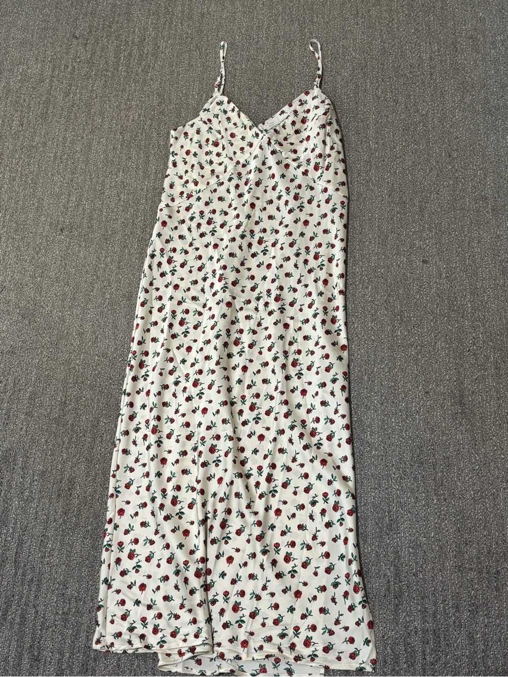 Target Cream Slip Dress with Red and Green Rose Print